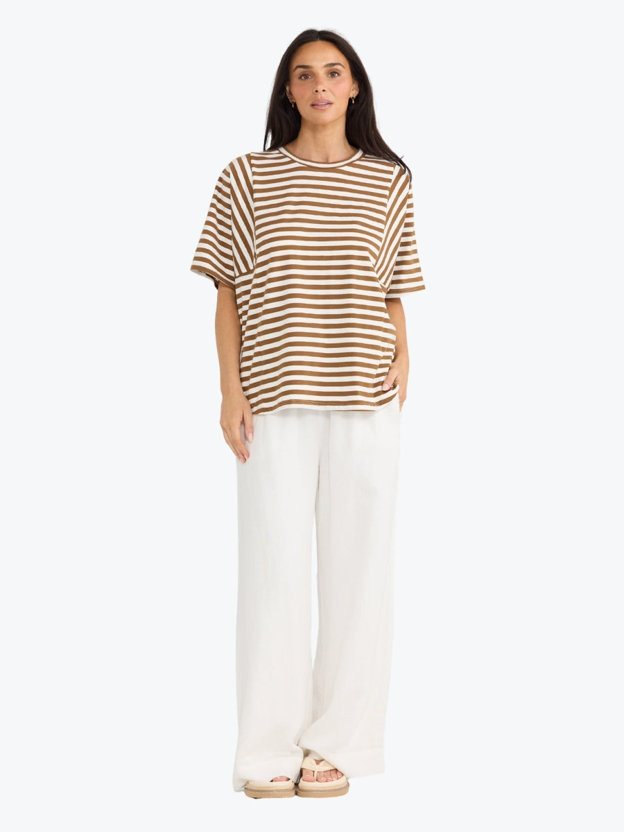 Brave + True Sana Tee | Beige Stripe