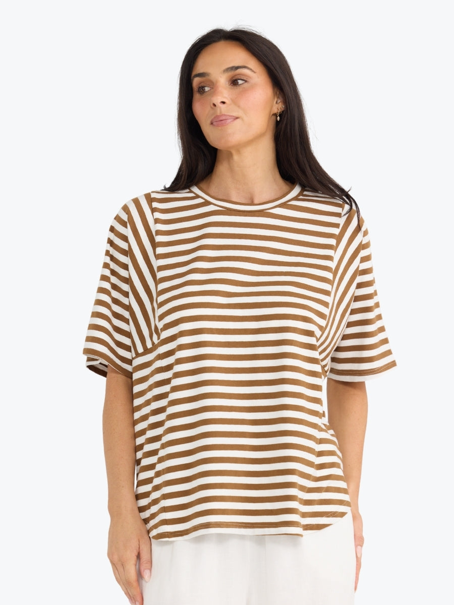 Brave + True Sana Tee | Beige Stripe