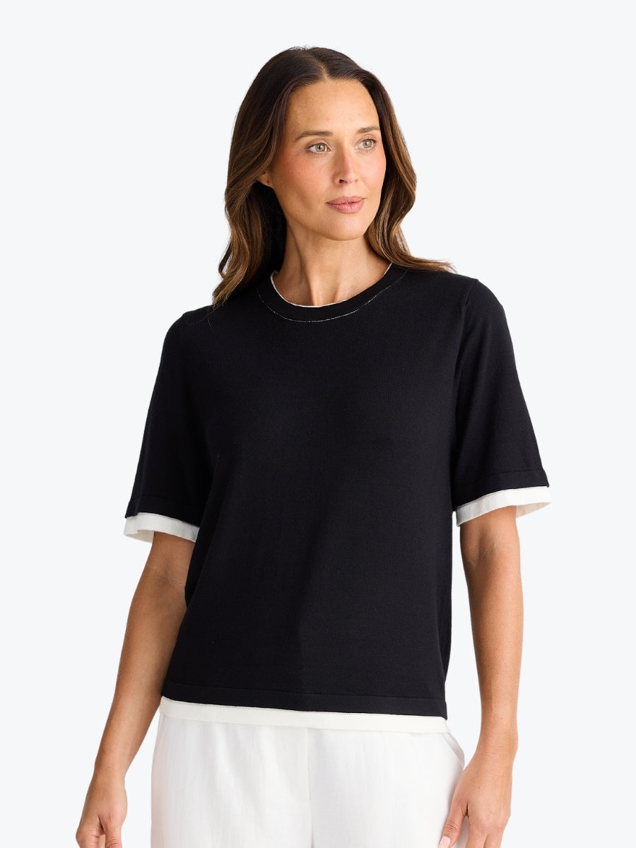 Brave + True Billie Knit Top in Black/Off White