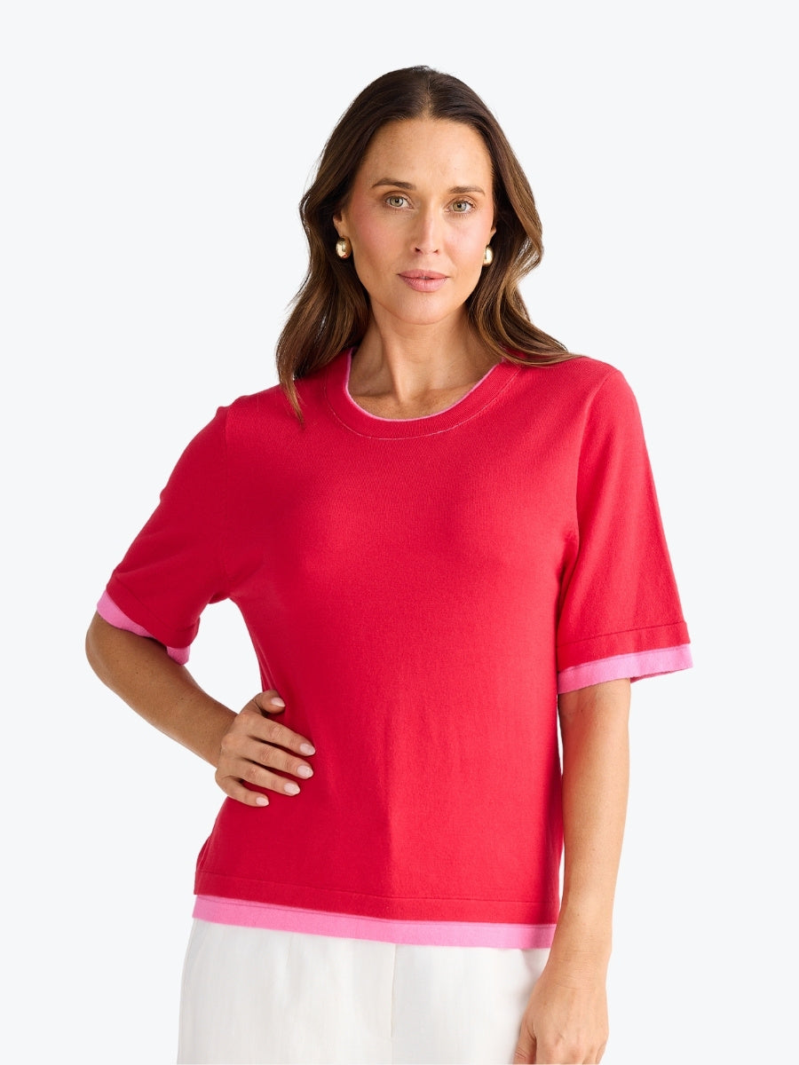 Brave + True Billie Knit Top in Poppy/Pink