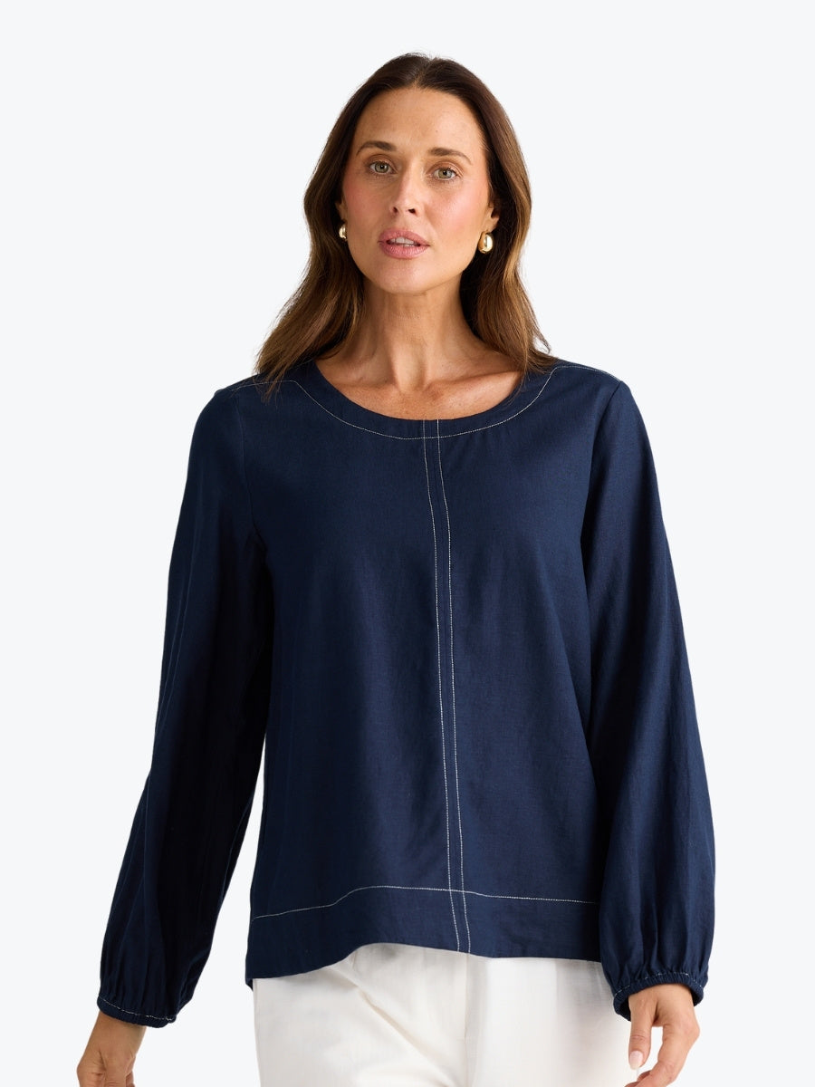 Brave + True Delphi Top in Navy
