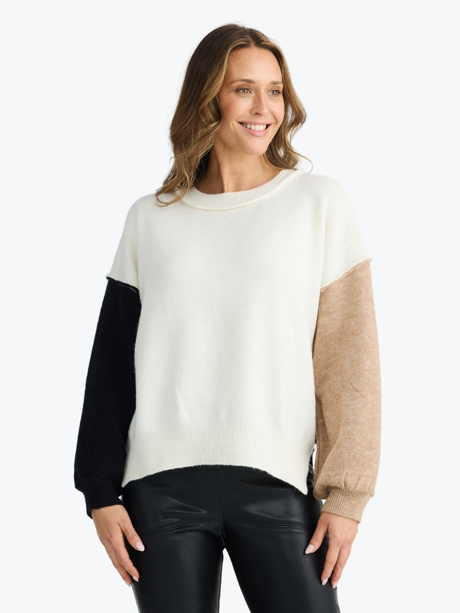 Brave + True Mischa Knit in Off White/Black/Nut