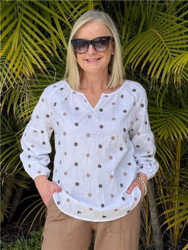 Gordon Smith Rattan Embroidery Top 48221