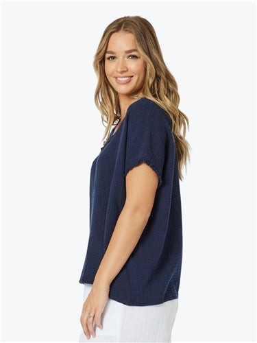 Threadz Byron Cotton V Neck Top 45970
