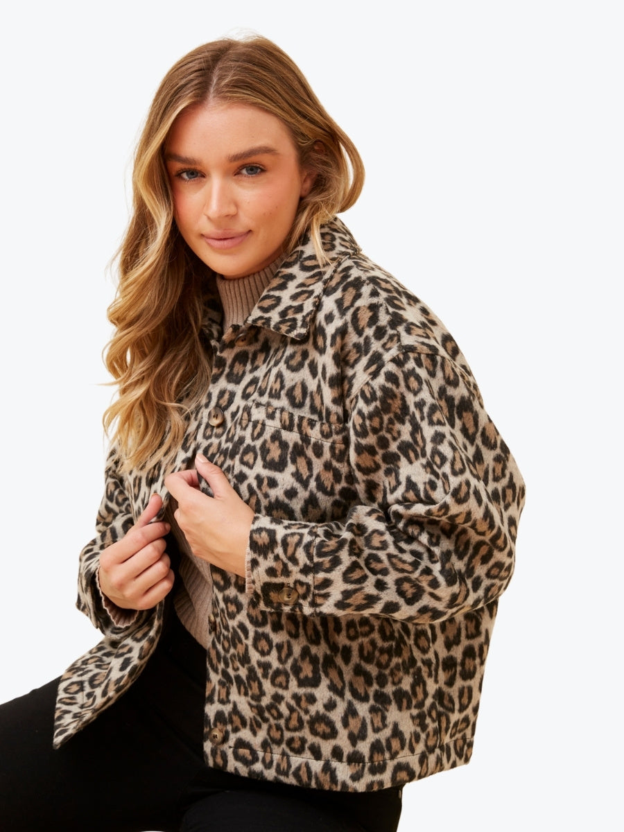 Caroline K Morgan Animal Print Jacket in Beige