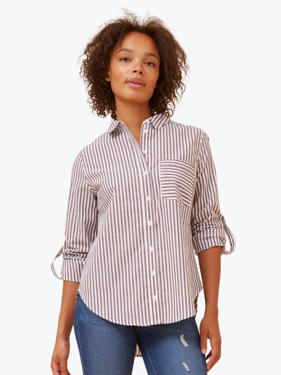 CKM Stripe Shirt in Chocolate