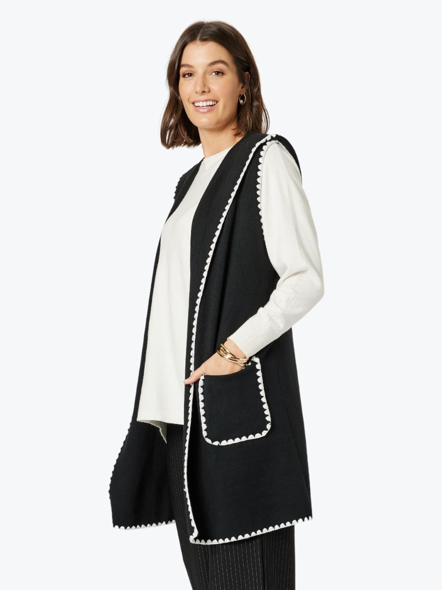 Clarity Cosy Hooded Vest in Black