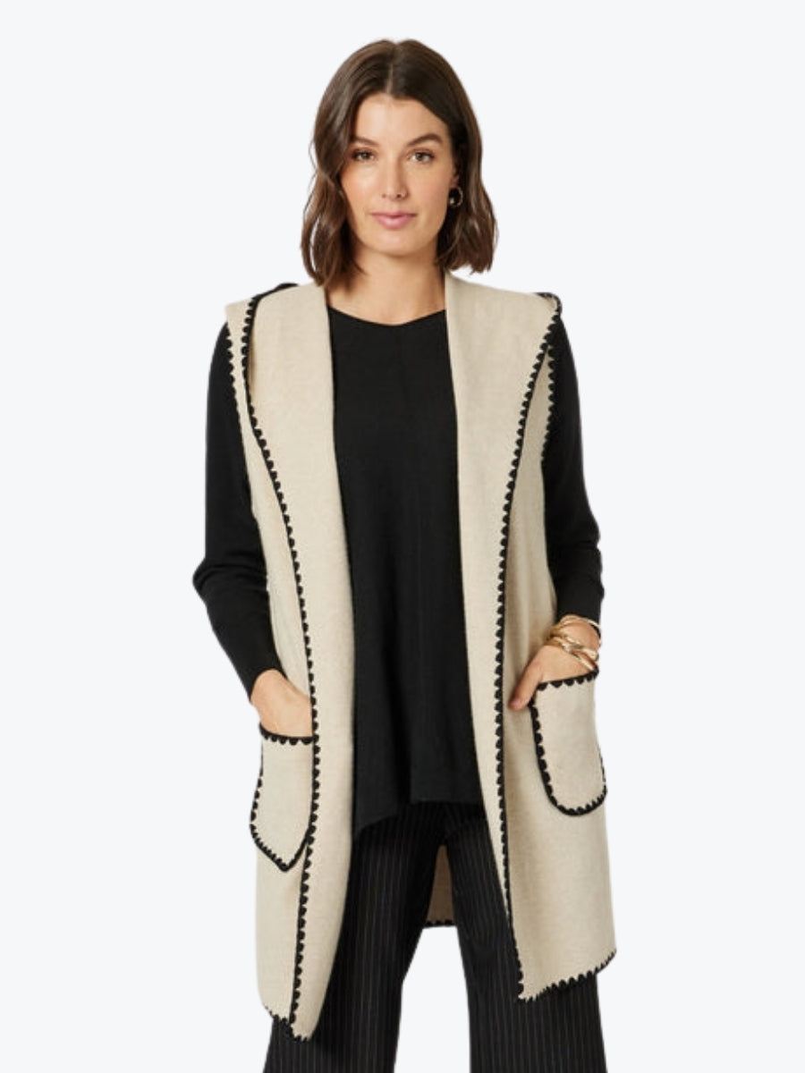 Clarity Cosy Hooded Vest in Natural