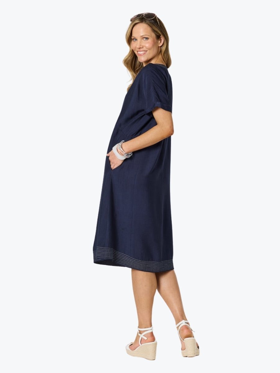 Clarity Del Mar Stitch Detail Dress | Navy