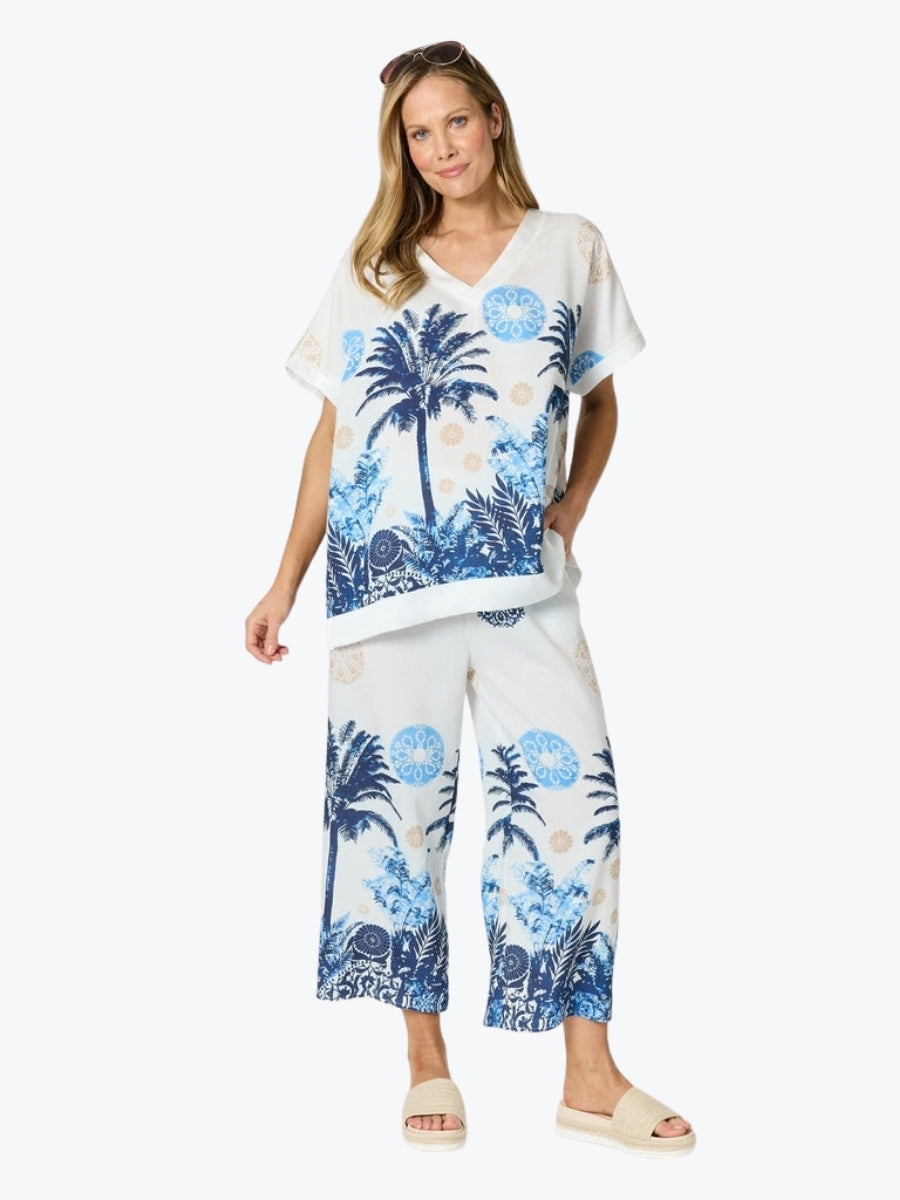 Clarity Escape Print Wide Leg Pant | Azure Multi