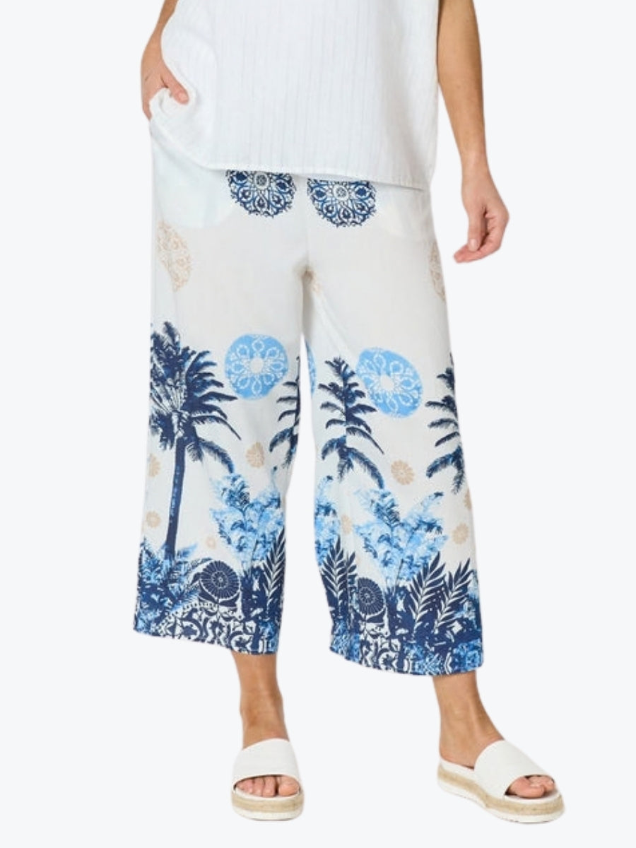 Clarity Escape Print Wide Leg Pant | Azure Multi
