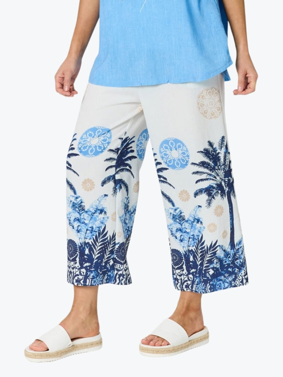 Clarity Escape Print Wide Leg Pant | Azure Multi
