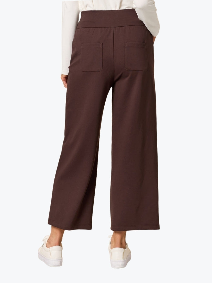Clarity Kimmy Ponte Wide Leg Pant | Coffee