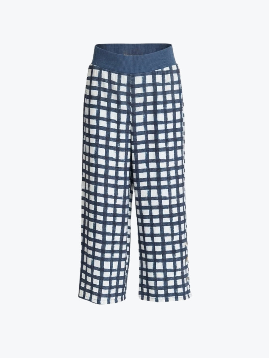 Clarity Monaco Grid Print Wide Leg Pant | Navy/White