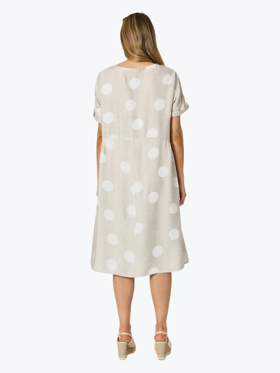 Clarity Riviera Spot Print Dress | Natural/White