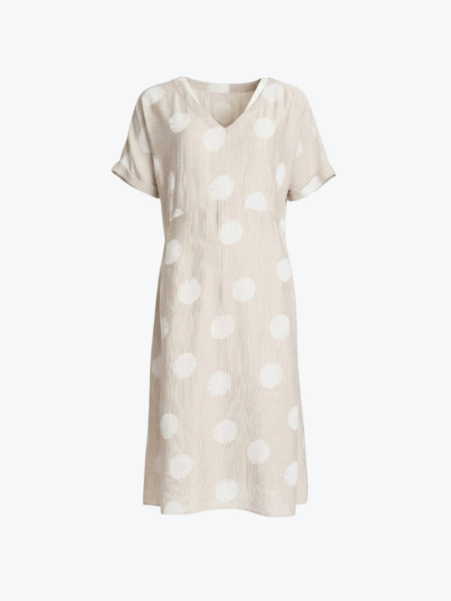 Clarity Riviera Spot Print Dress | Natural/White