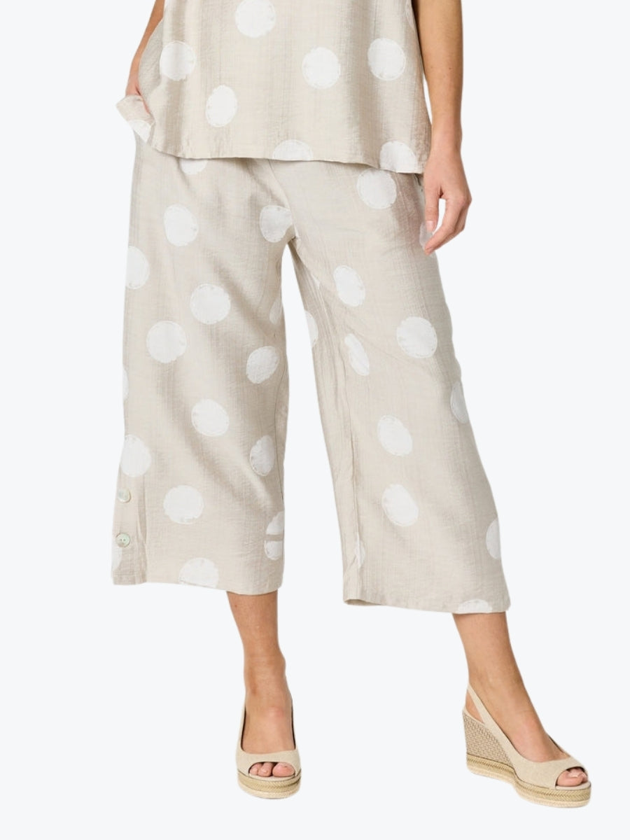 Clarity Riviera Spot Print Pant | Natural/White