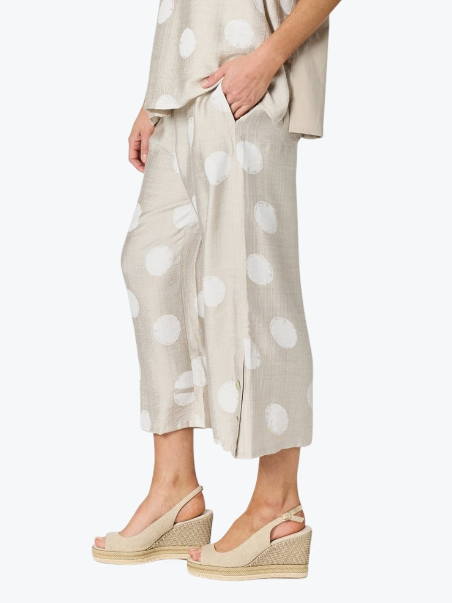 Clarity Riviera Spot Print Pant | Natural/White