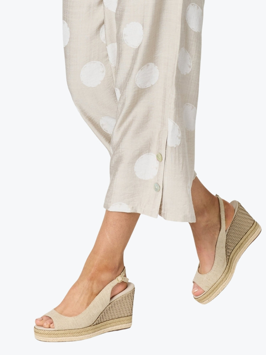 Clarity Riviera Spot Print Pant | Natural/White
