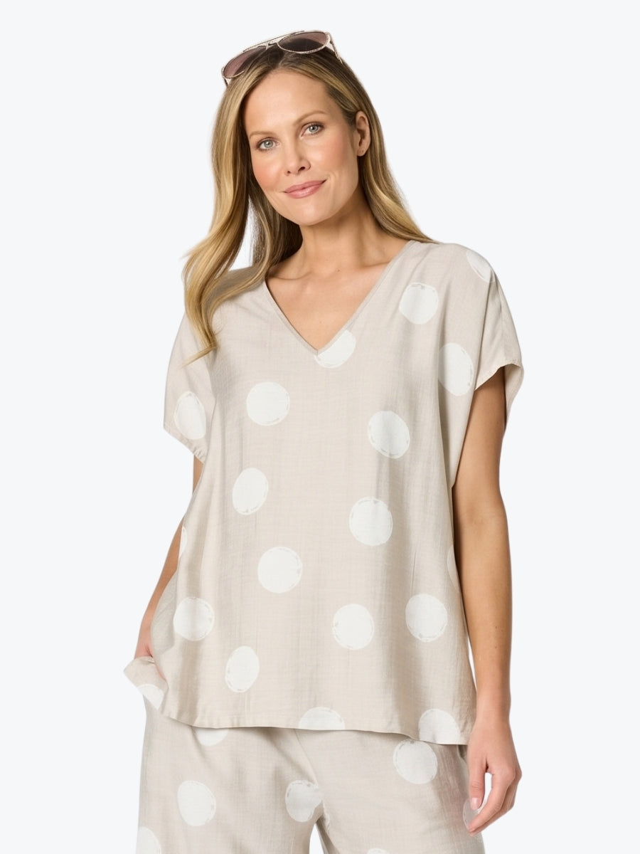 Clarity Riviera Spot Print Top | Natural/White