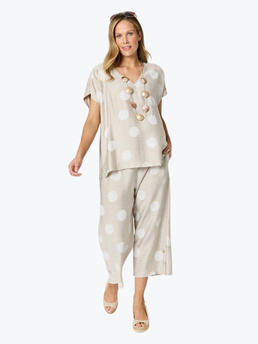 Clarity Riviera Spot Print Top | Natural/White