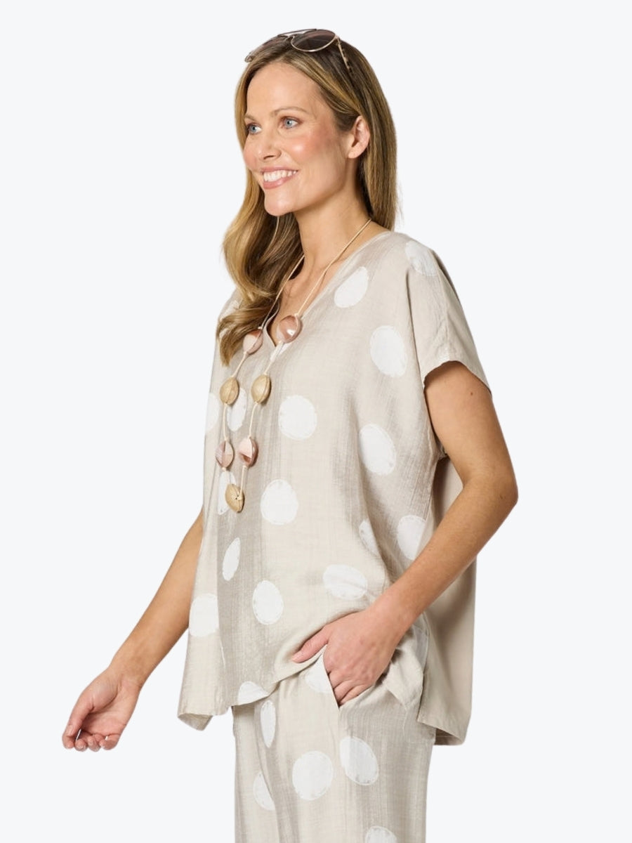 Clarity Riviera Spot Print Top | Natural/White