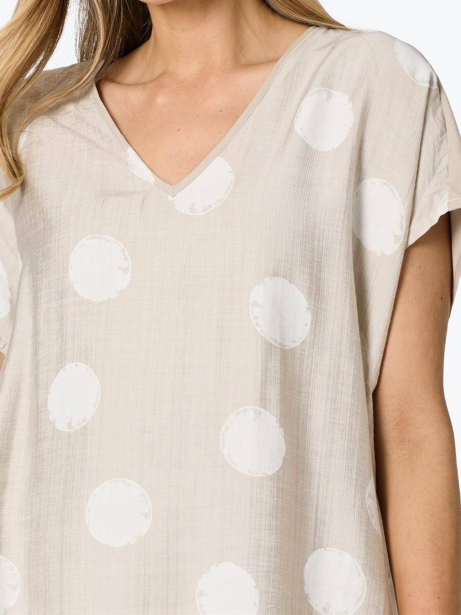 Clarity Riviera Spot Print Top | Natural/White