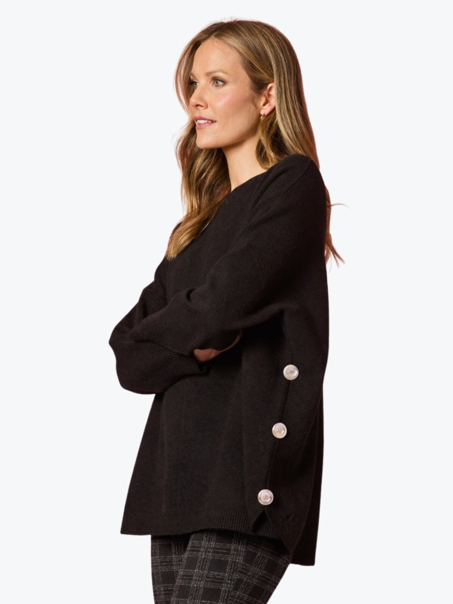 Clarity Rochelle Side Button Knit | Black