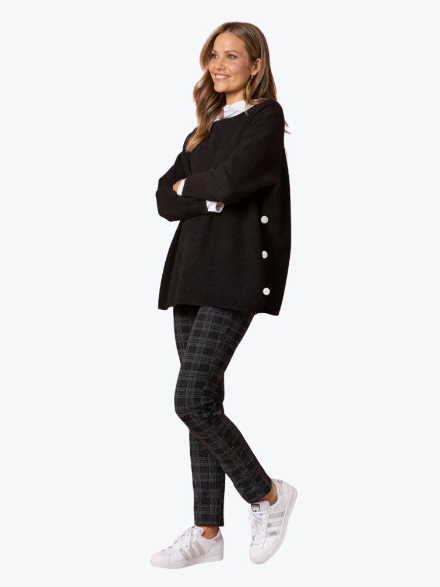 Clarity Rochelle Side Button Knit | Black