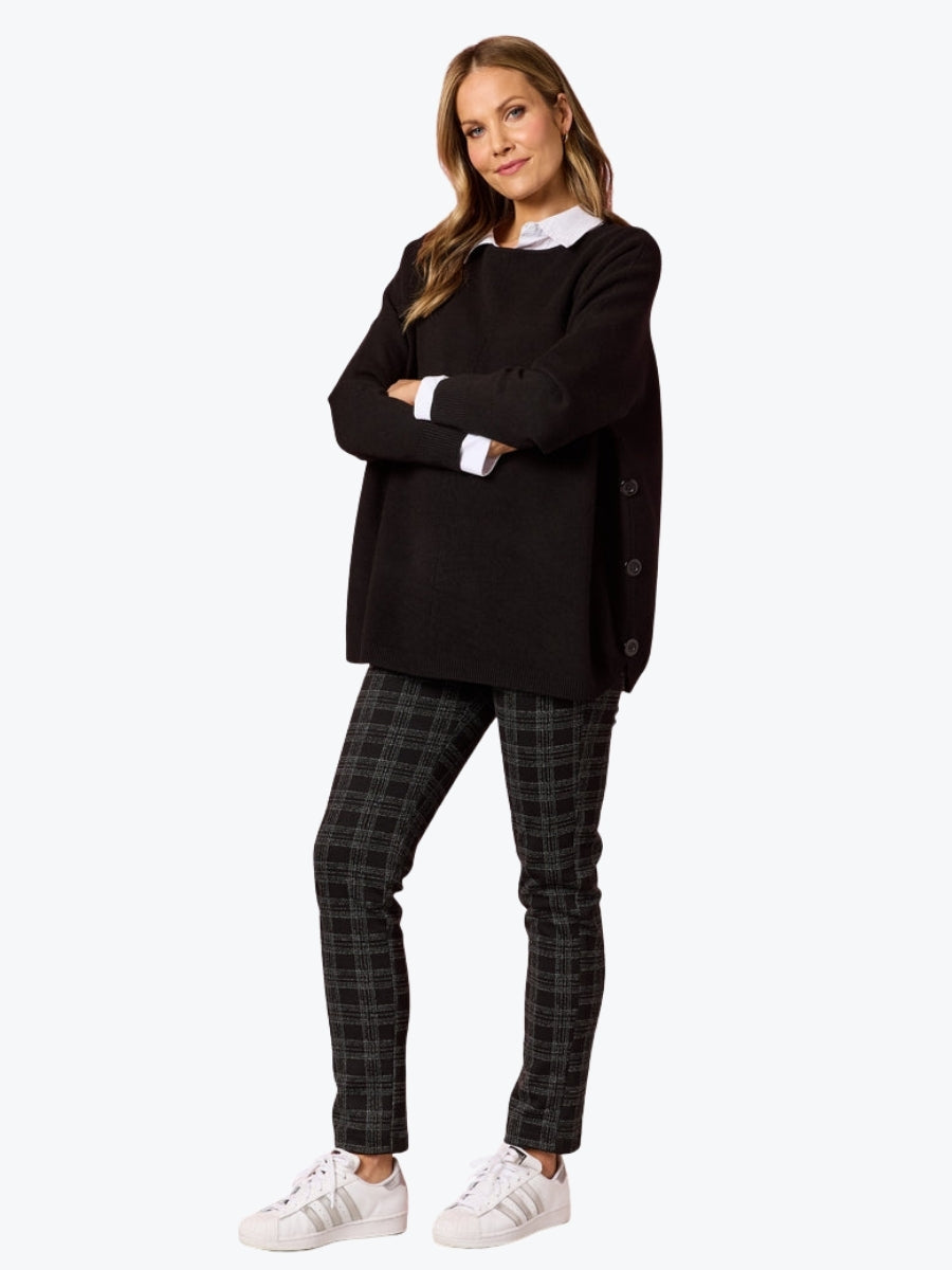 Clarity Rochelle Side Button Knit | Black