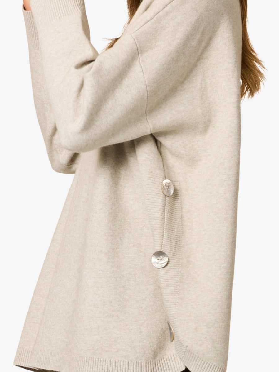 Clarity Rochelle Side Button Knit | Natural