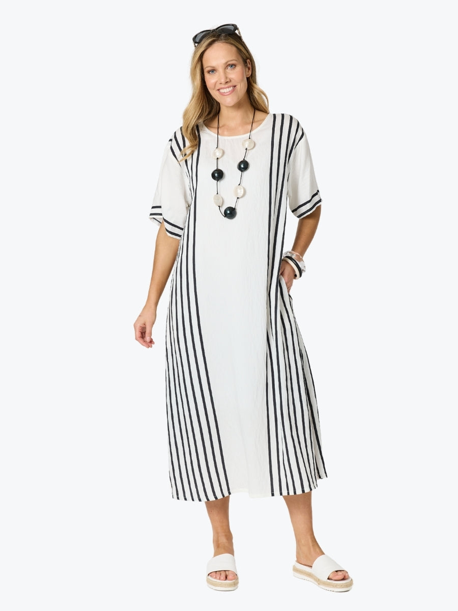 Clarity Sevilla Stripe Dress | White/Black