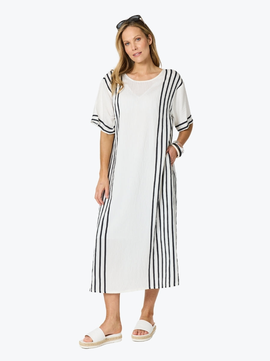Clarity Sevilla Stripe Dress | White/Black