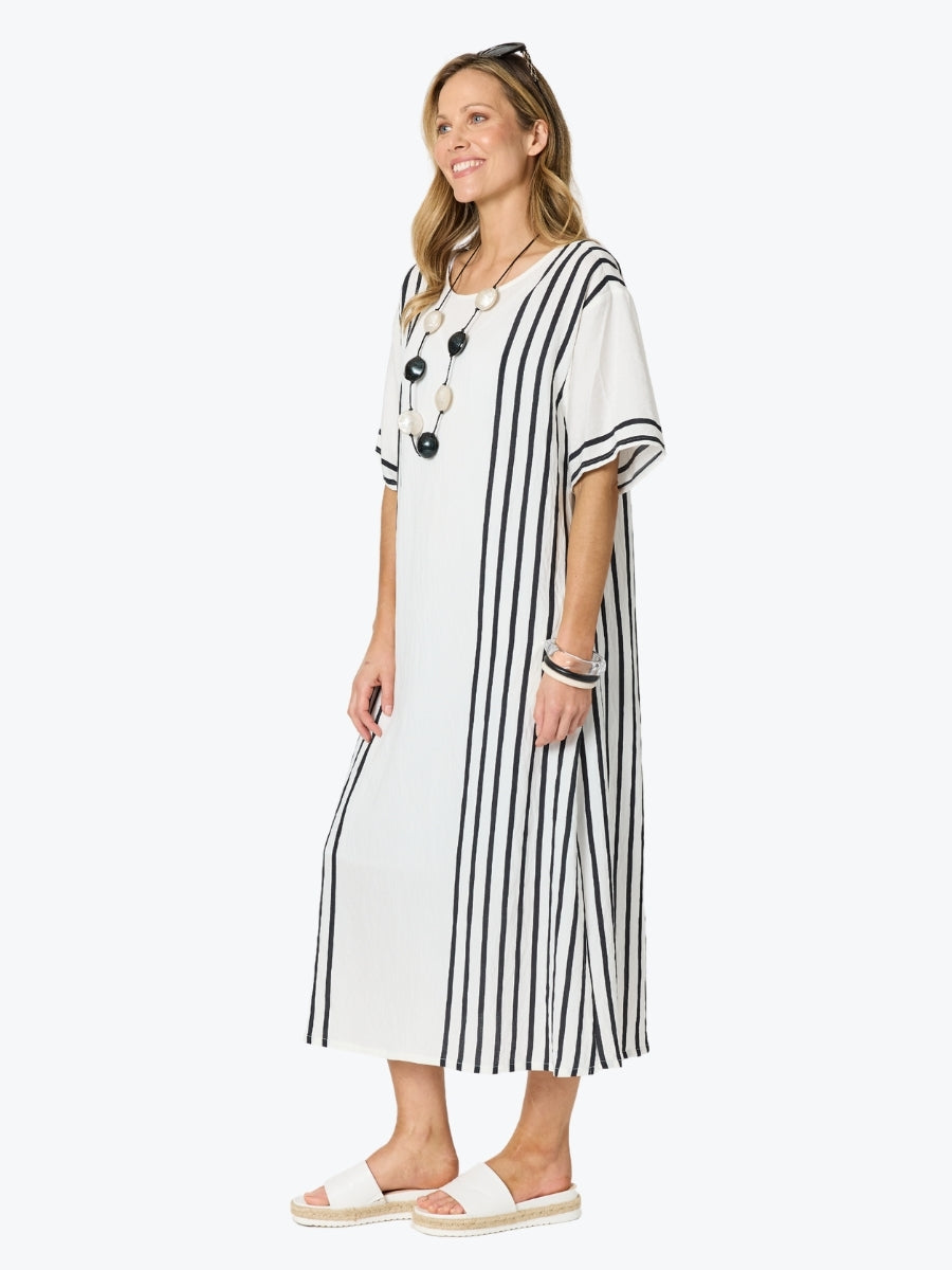 Clarity Sevilla Stripe Dress | White/Black