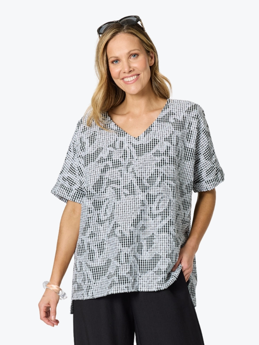 Clarity Tapestry Print Top | Black/White
