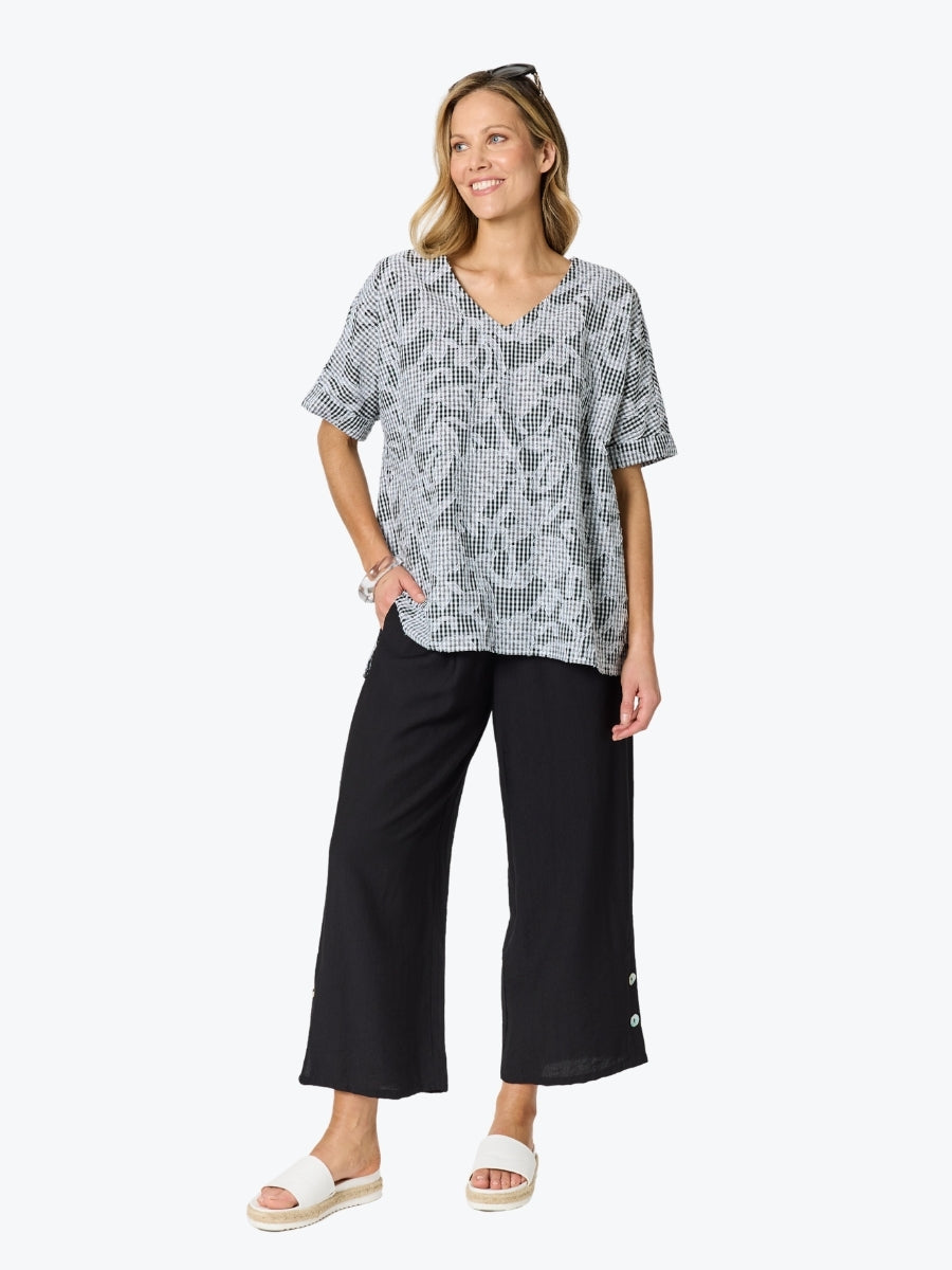 Clarity Tapestry Print Top | Black/White