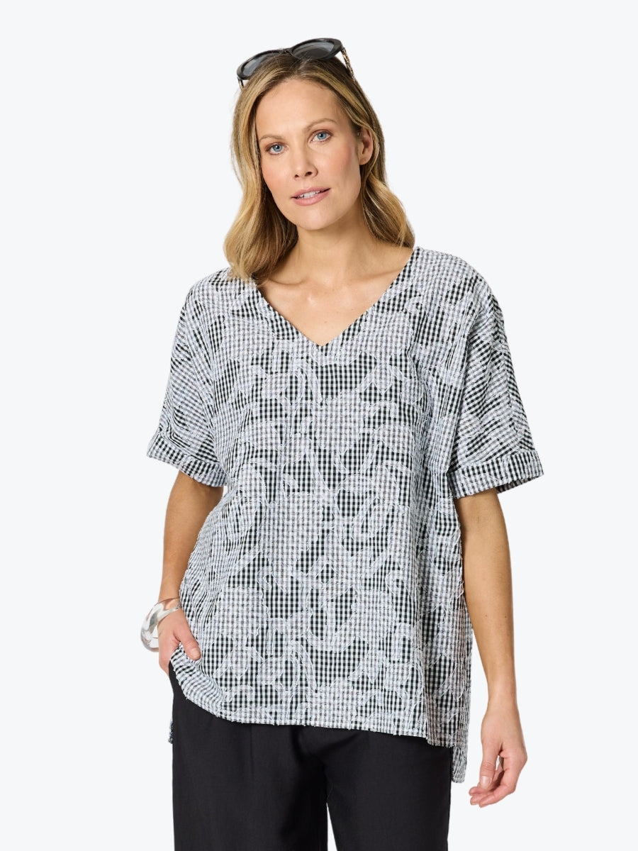 Clarity Tapestry Print Top | Black/White
