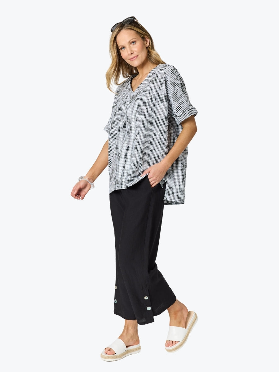 Clarity Tapestry Print Top | Black/White