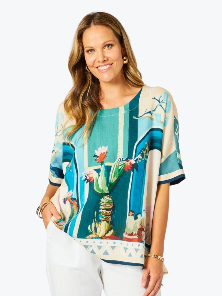 Clarity Tulum Shell Top in Blue/Multi