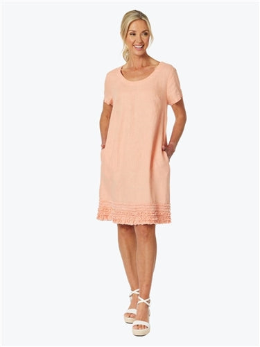Gordon Smith Ruffle Hem Linen Dress 46000