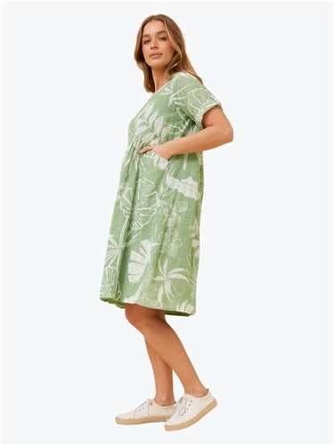 Mystic Monsoon Leaf Print Dress