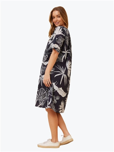 Mystic Monsoon Leaf Print Dress