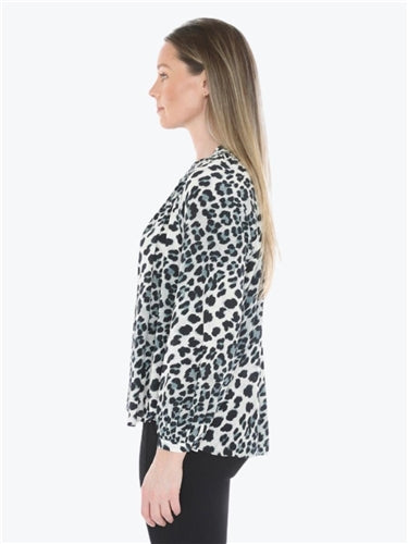 Jump Snow Leopard Ruffle Neck Top