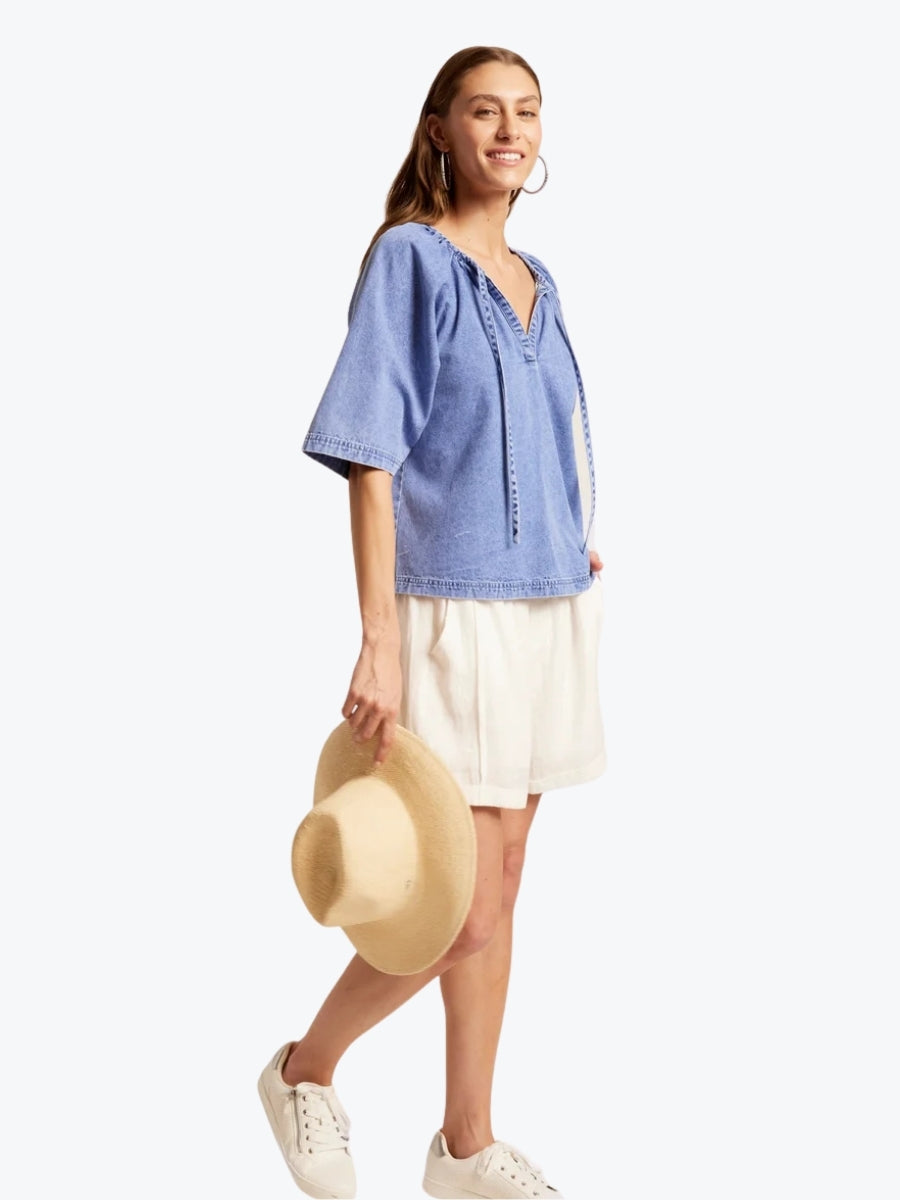 Eb + Ive Dusk Denim Top | Denim