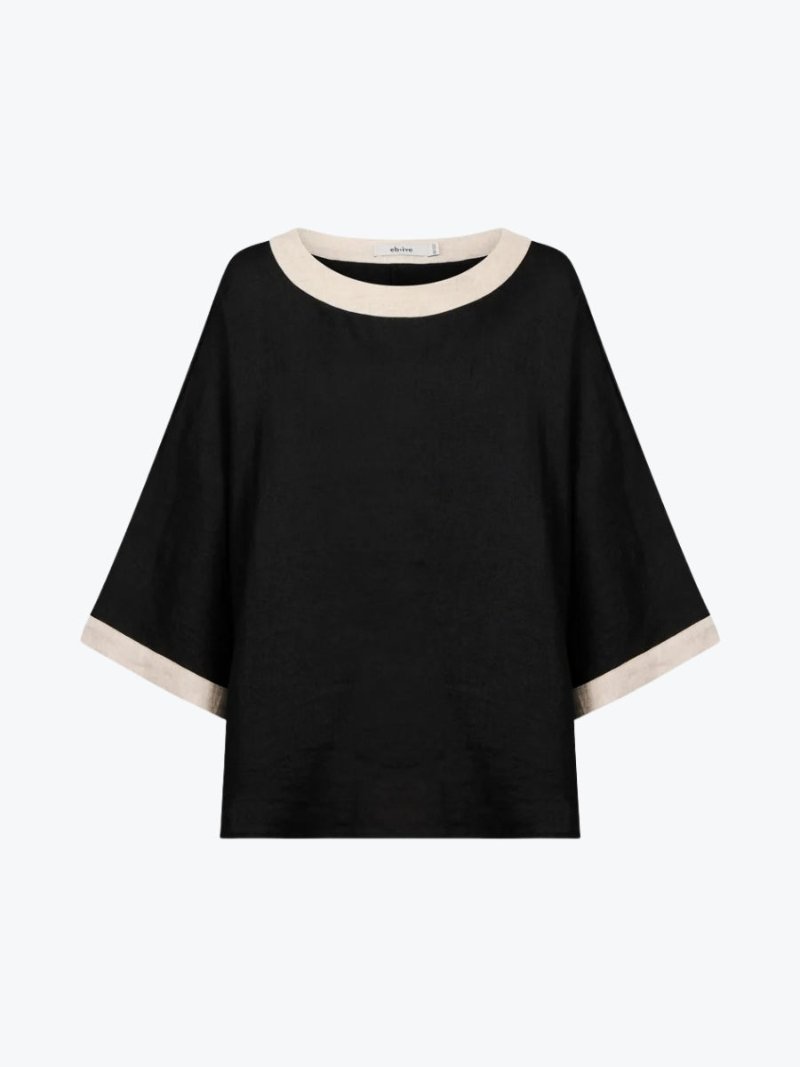 Eb + Ive Maris Relaxed Splice Top | Black/Tusk