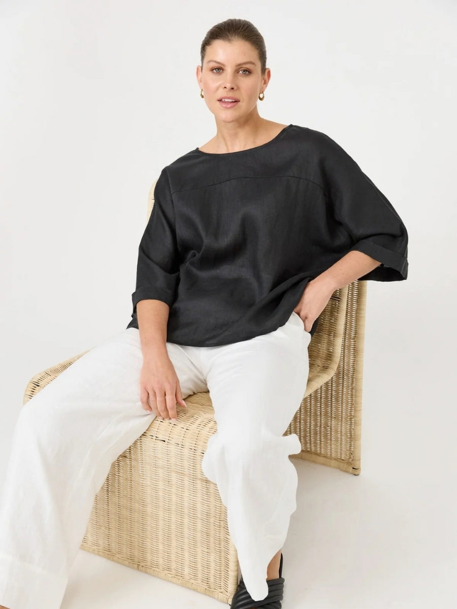 Eb + Ive Studio Relaxed Top | Ebony