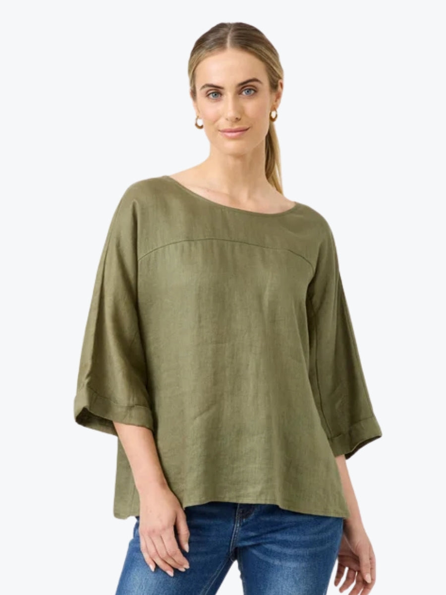 Eb + Ive Studio Relaxed Top | Khaki