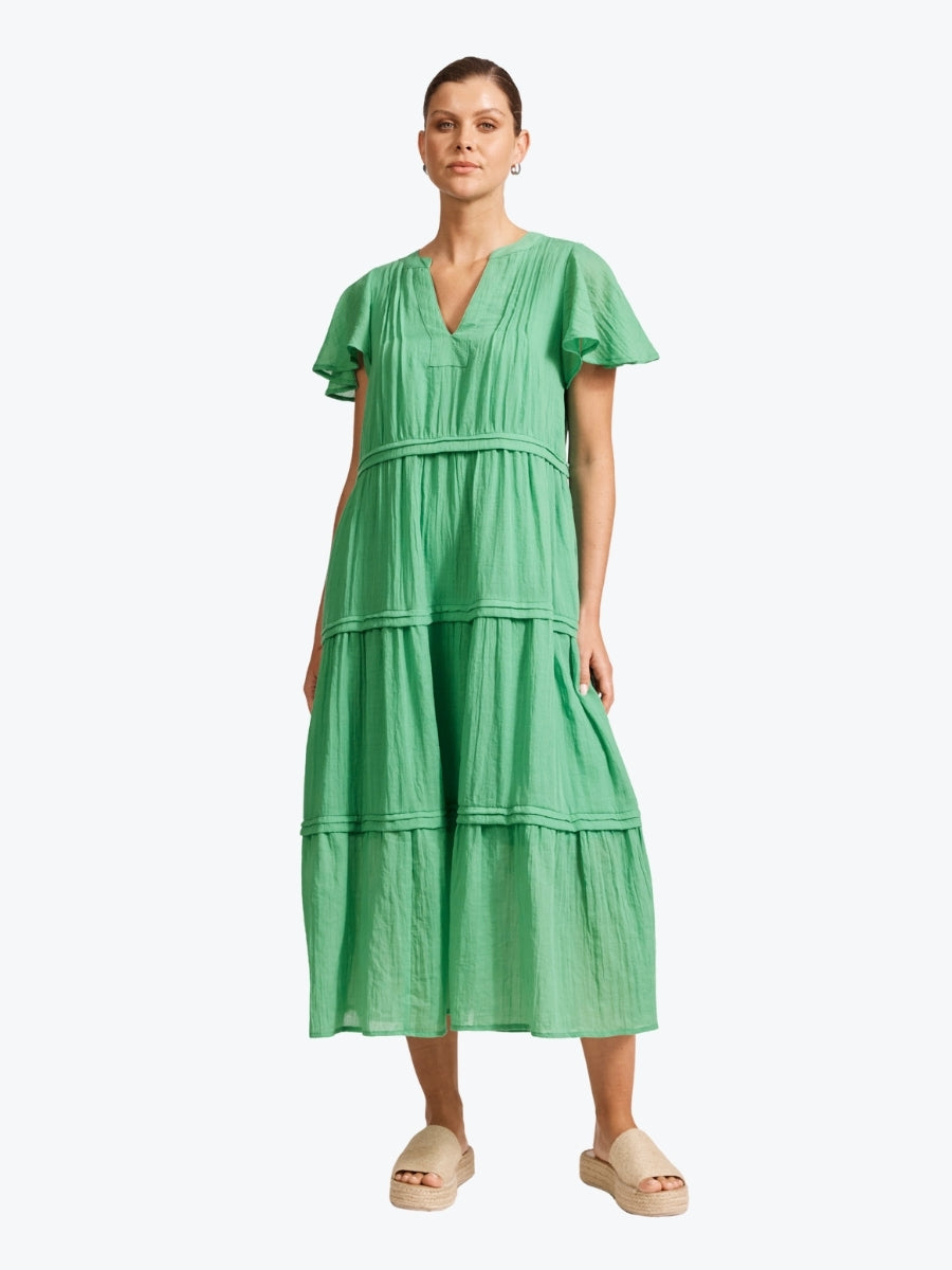 Eb & Ive Orsula Tiered Maxi Dress in Jade
