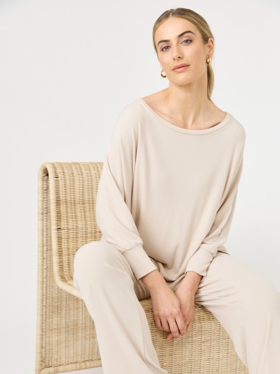 Eb&Ive Studio Jersey Top in Tusk