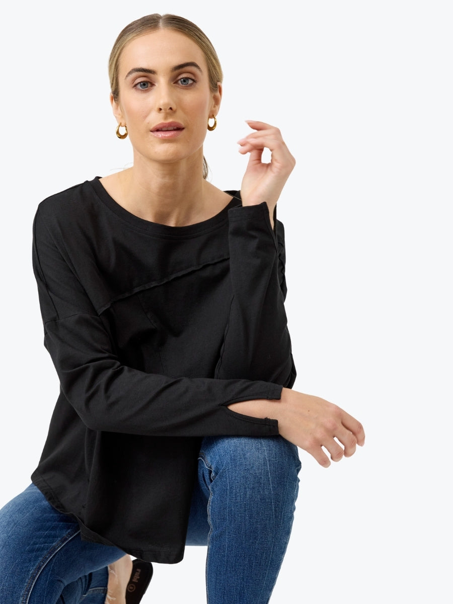 Eb&Ive Studio Traveller Long Sleeve Tshirt in Ebony